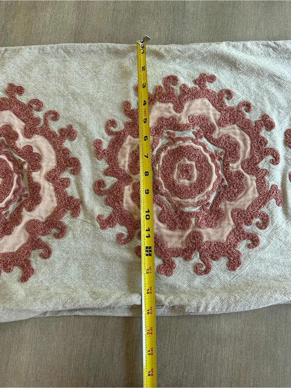 Pottery Barn Alta Cream embroidered lumbar Pillow Cover with Rust Embroidery